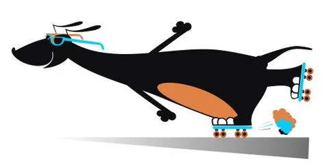 Dog on the rollerblade Stock Illustration