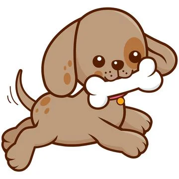 Dog running with a bone. Vector illustration Stock Illustration