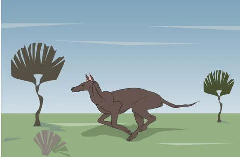 Dog running, color, vector Stock Illustration