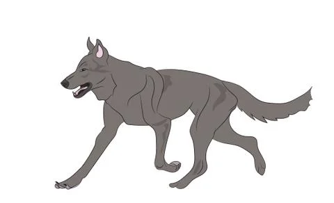 Dog running, color, vector 스톡 일러스트