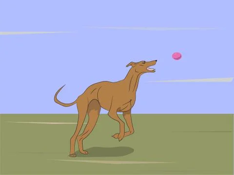 Dog running, color, vector 스톡 일러스트