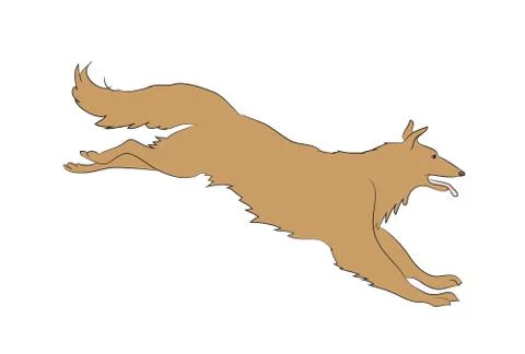 Dog running, color, vector Illustrazione stock
