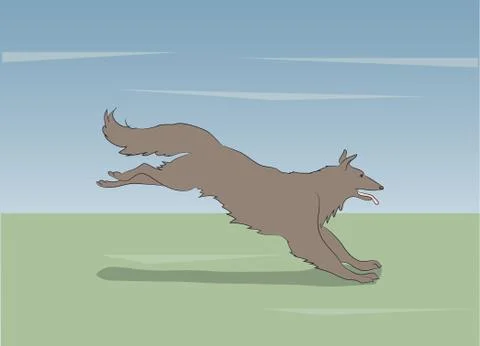Dog running, color, vector 스톡 일러스트