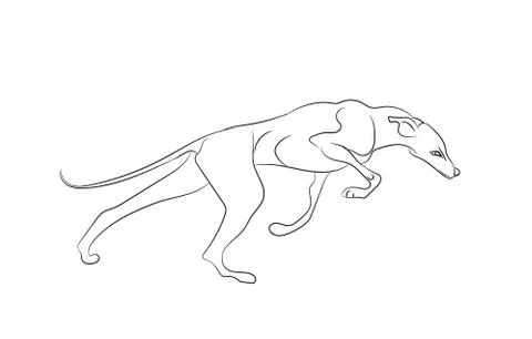 Dog running, lines, vector Illustrazione stock