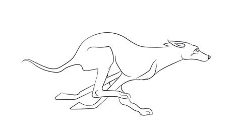 Dog running, lines, vector Illustrazione stock