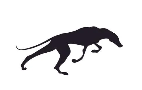 Dog runs silhouette, vector Illustrazione stock