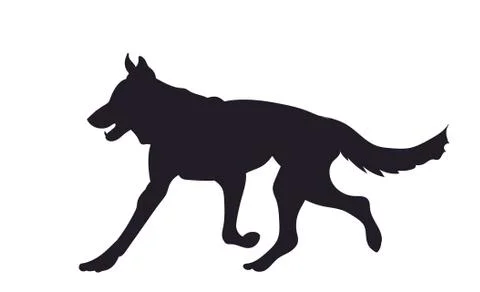 Dog runs silhouette, vector Stock Illustration