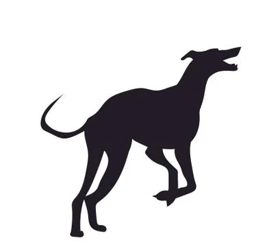 Dog runs silhouette, vector Stock Illustration