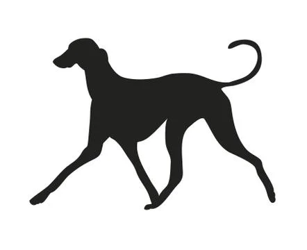 Dog runs silhouette, vector Illustrazione stock