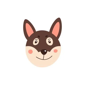 Dog s face. Vector illustration of funny cartoon pet in trendy flat style. Is Illustrazione stock