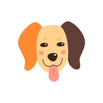 Dog s face. Vector illustration of funny cartoon pet in trendy flat style. Is Иллюстрация