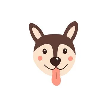 Dog s face. Vector illustration of funny cartoon pet in trendy flat style. Is Stock Illustration