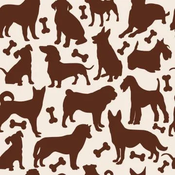 Dog seamless design surface pattern on white. Illustrazione stock