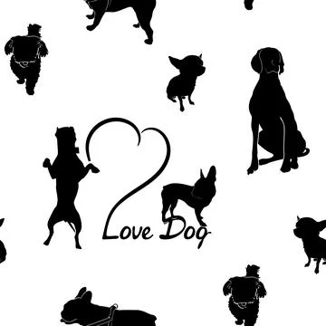 Dog seamless pattern. Different breeds of dogs. Illustrazione stock