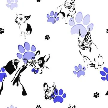 Dog seamless pattern with paw. Illustrazione stock