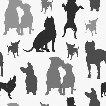 Dog seamless pattern. Silhouettes. Stock Illustration