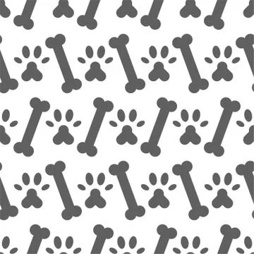 Dog seamless pattern theme, bone, paw foot print for use as wallpaper or back Stock Illustration