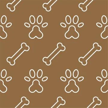Dog seamless pattern theme, bone, paw foot print for use as wallpaper or back Stock Illustration