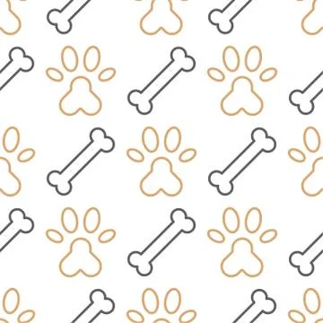 Dog seamless pattern theme, bone, paw foot print for use as wallpaper or back Stock Illustration