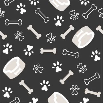 Dog seamless pattern theme, bone, paw foot print for use as wallpaper or back Stock Illustration