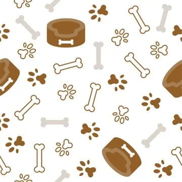 Dog seamless pattern theme, bone, paw foot print for use as wallpaper or back Stock Illustration