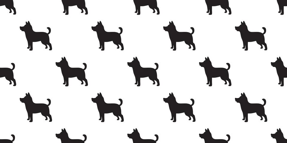 Dog seamless pattern vector french bulldog isolated dog breed wallpaper Stock Illustration