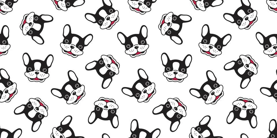 Dog seamless pattern vector french bulldog pug smile doodle isolated Illustrazione stock