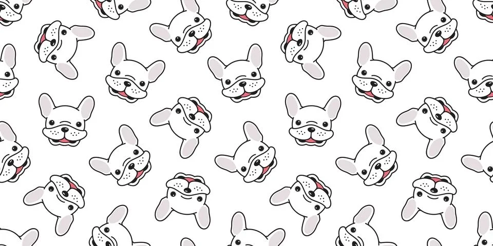 Dog seamless pattern vector french bulldog pug smile doodle Illustrazione stock