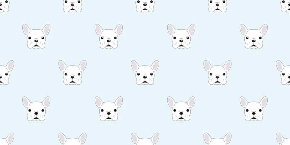 Dog seamless pattern vector french bulldog pug smile paw Stock Illustration