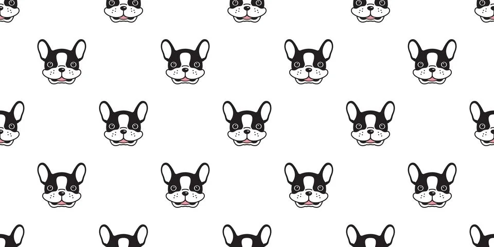 Dog seamless pattern vector french bulldog pug doodle wallpaper Illustrazione stock