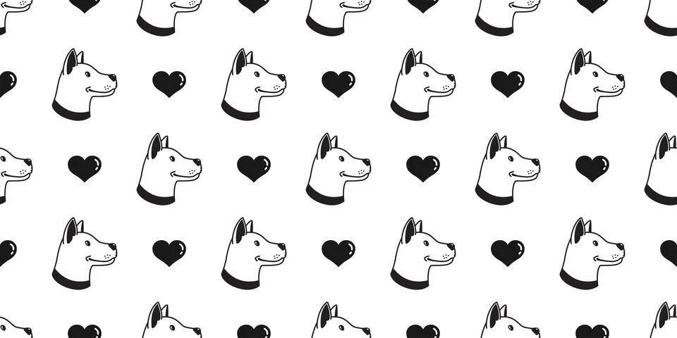 Dog seamless pattern vector french bulldog heart isolated dog breed valentine Illustrazione stock