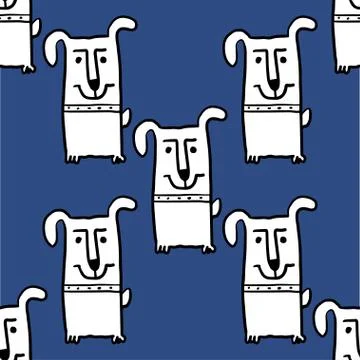 Dog seamless pattern vector hand drawn illustration. Stock Illustration