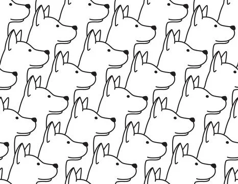 Dog seamless pattern vector hound bulldog face head repeat tile background Stock Illustration