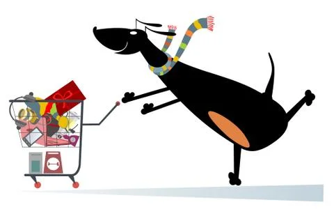 Dog is shopping Stock Illustration