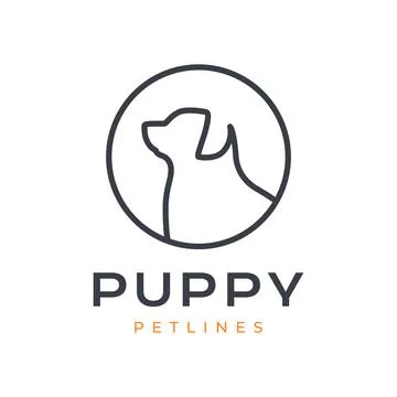 Dog side view line style simple clean circle rounded shape minimalist clean.. 스톡 일러스트