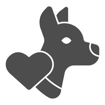 Dog silhouette and heart solid icon, animal hospital concept, we love dogs sign Stock Illustration