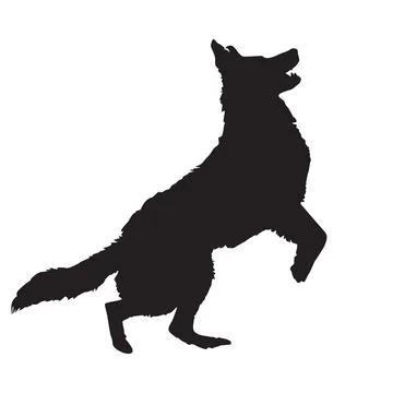 Dog silhouette isolated on white background. Pet dog jumping black icon. Stock Illustration