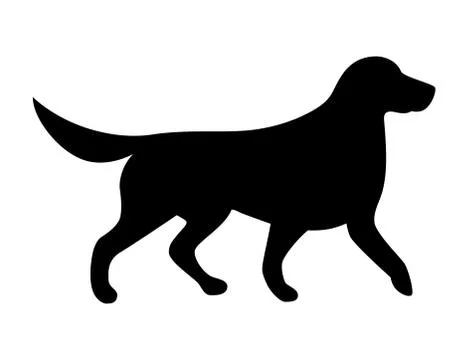 Dog silhouette. Labrador Retriever running in side view. Stock Illustration