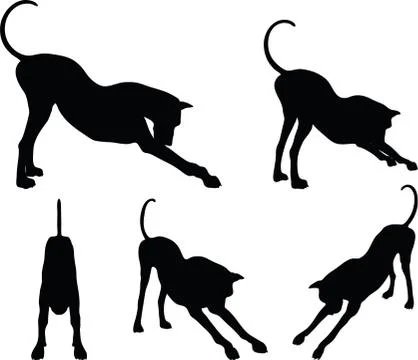 Dog silhouette in stretch pose Stock Illustration