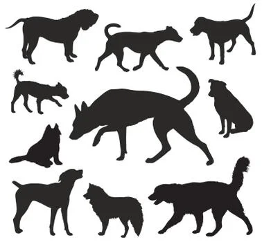 Dog Silhouettes vector set Illustrazione stock