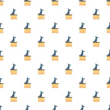 Dog sitting on box seamless pattern background イラスト素材