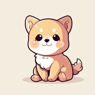 A dog that is sitting down with a yellow background. Stock Illustration