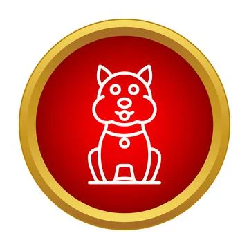 Dog sitting inside red circle graphic illustration 库存插图