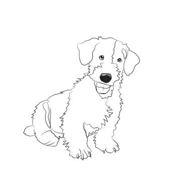 Dog sitting, lines, vector Stock Illustration
