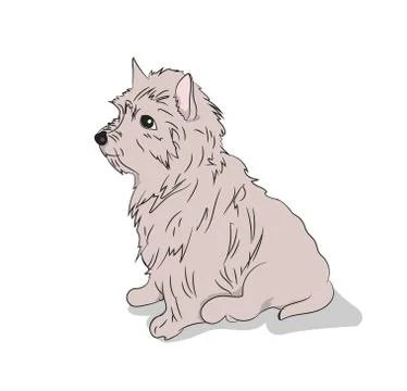 Dog sitting, lines, vector Illustrazione stock