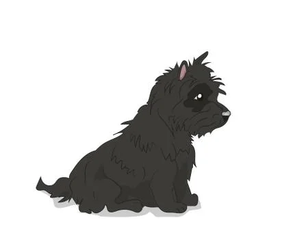 Dog sitting, lines, vector Illustrazione stock