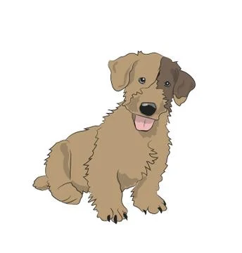 Dog sitting, lines, vector Stock-Illustration