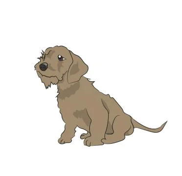 Dog sitting, lines, vector Stock Illustration