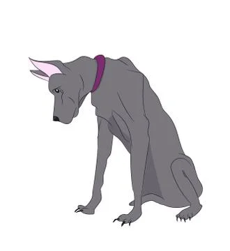 Dog sitting, lines, vector Illustrazione stock