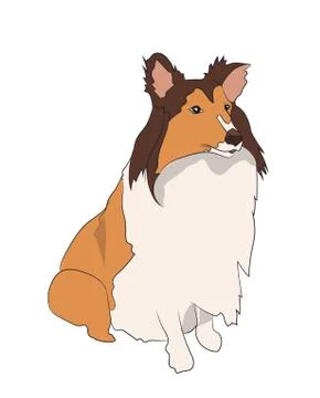 Dog sitting, lines, vector Stock Illustration